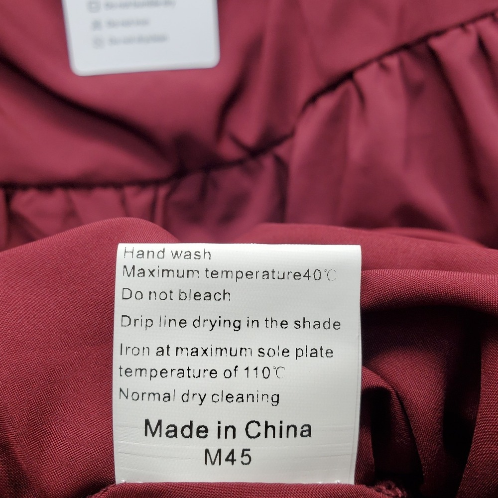 Exlura Dress Womens Medium Burgundy Balloon Sleeve Square Neck Smocked Back Zip - Picture 7 of 11